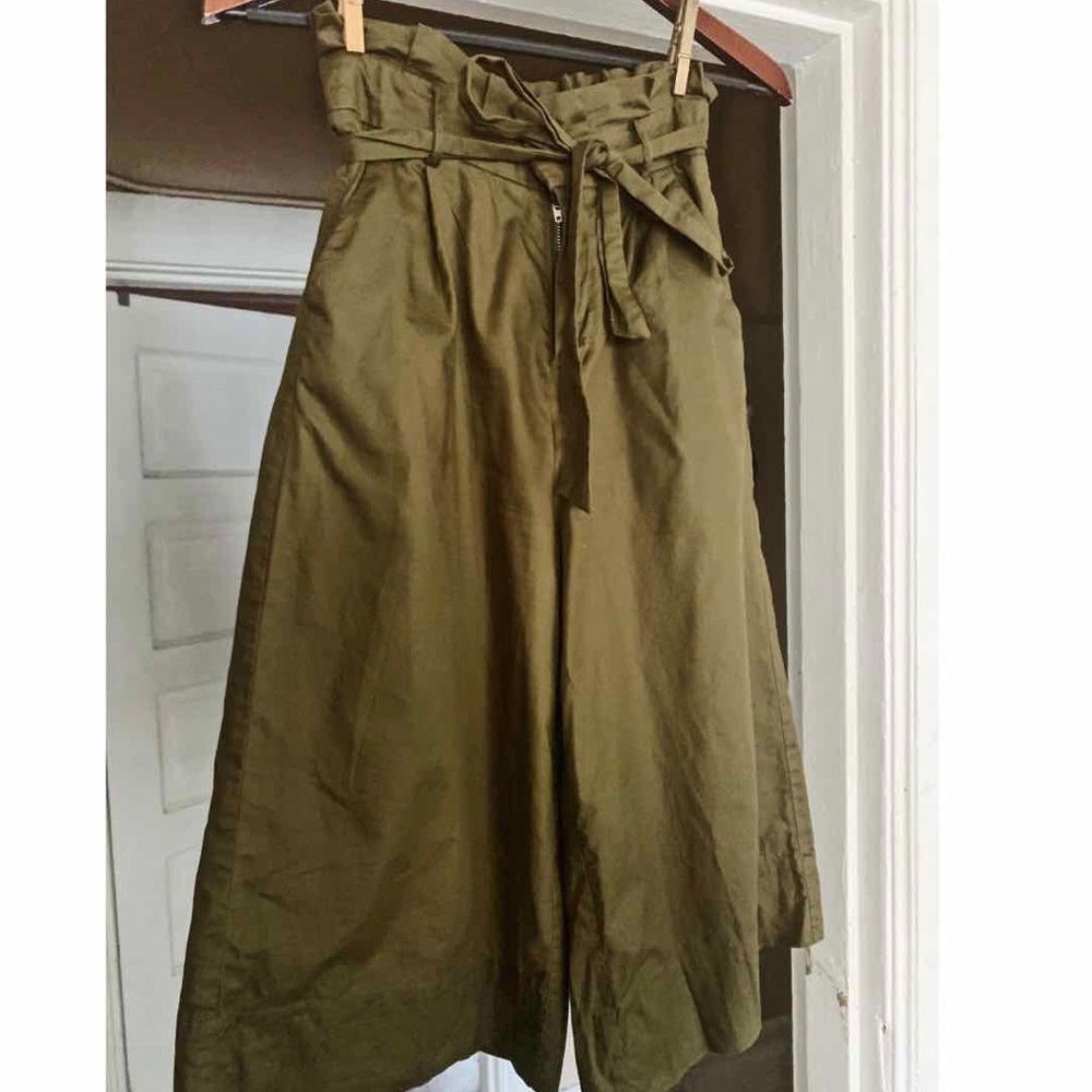 Army Green Wide Leg Blousy Pant
